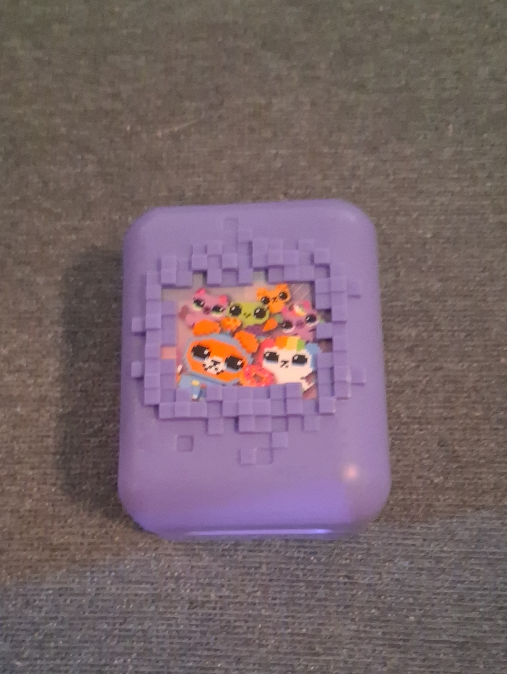 Cute Purple Pixel-Frame Trinket Box with Cartoon Characters